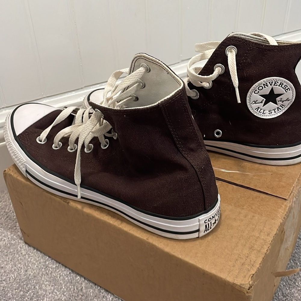 Converse Chuck Taylor All Star hightop dark brown shoes women’s sz 10 men’s sz 8 - Picture 2 of 8